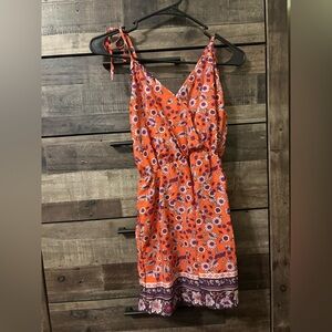 SHEIN Orange and Purple Floral Romper